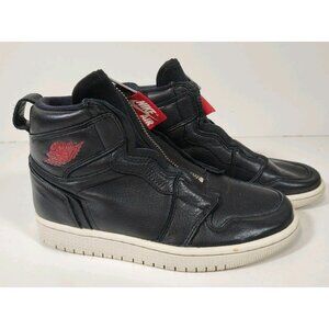 Nike Air Jordan 1 Retro Zip Hi Women's 6.5 Black Red Leather Shoes AT0575-006